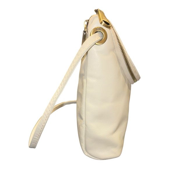 HOBO Ivory Leather Crossbody Bag Floral Lining Adjustable Strap AR11 - Picture 3 of 12
